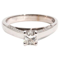 0.55 Carat Princess Cut Diamond Vintage 18 Carat White Gold Engagement Ring
