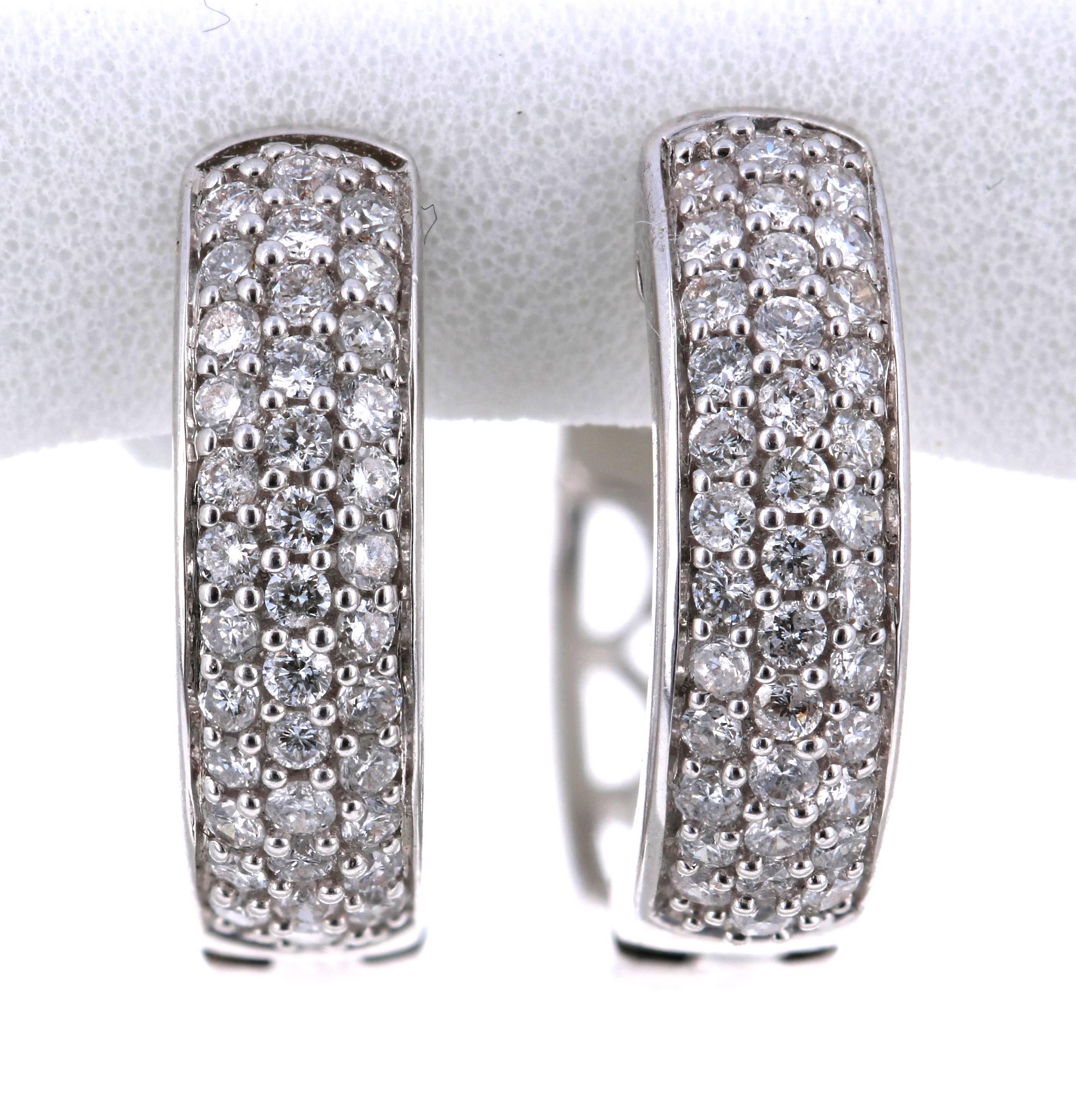 0.55 Carat Round Cut Diamond White Gold Huggy Earrings!

These cute and dainty diamond huggy-style earrings are a great addition to your everyday earring collection.  They have 74 Round Cut Diamonds that weigh 0.55 carats.  

They are made in 14K