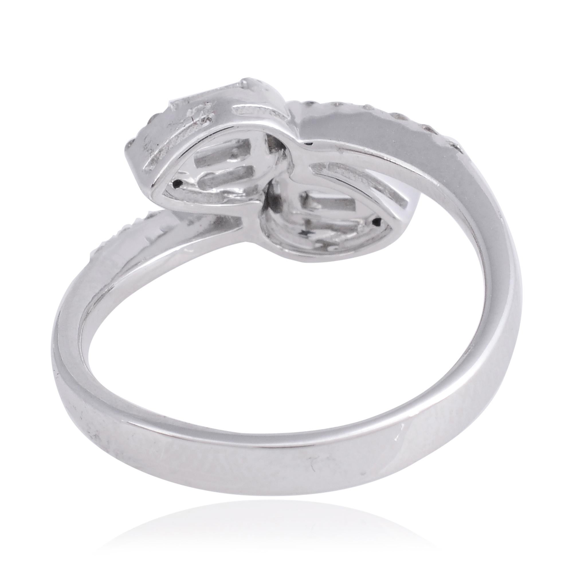 For Sale:  0.55 Carat SI Clarity HI Color Baguette Diamond Wrap Ring 18 Karat White Gold 2