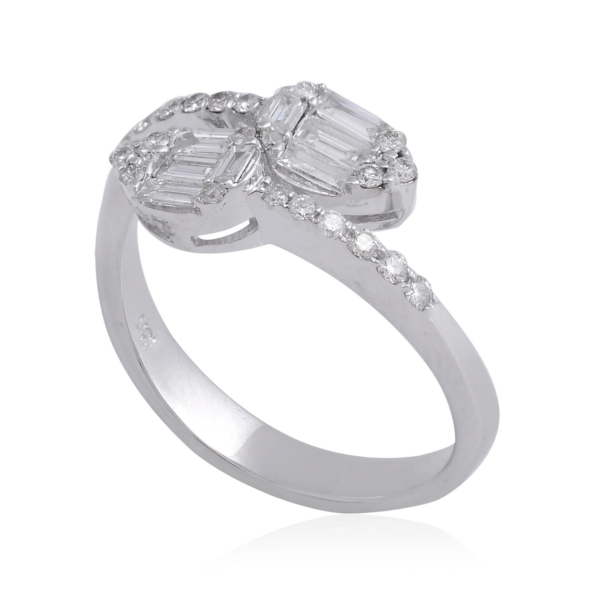 For Sale:  0.55 Carat SI Clarity HI Color Baguette Diamond Wrap Ring 18 Karat White Gold 3