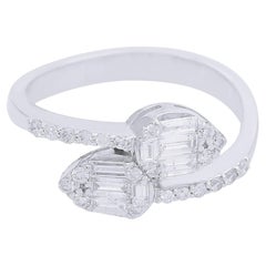 0.55 Carat SI Clarity HI Color Baguette Diamond Wrap Ring 18 Karat White Gold