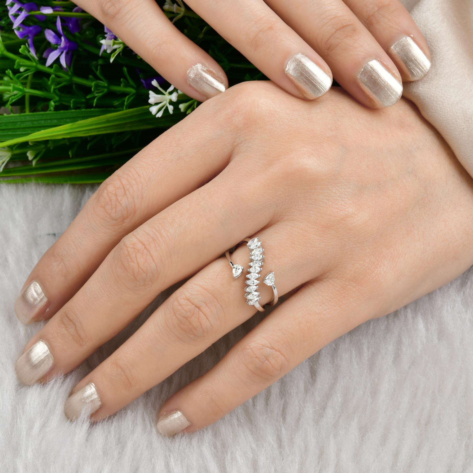 En venta: 0,55 quilates SI Claridad HI Color Diamante de diseño Anillo de novia 14 quilates Oro blanco  2