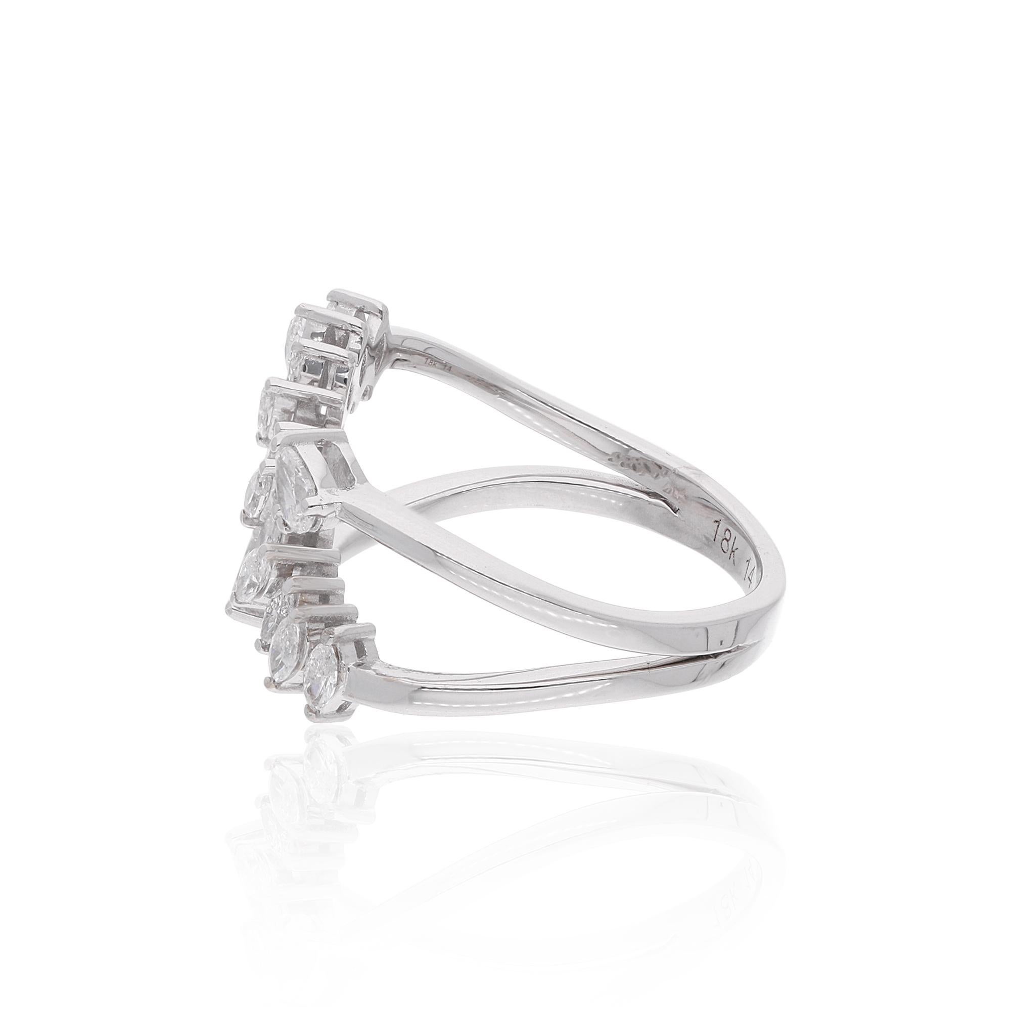 En venta: 0,55 quilates SI Claridad HI Color Diamante de diseño Anillo de novia 14 quilates Oro blanco  4