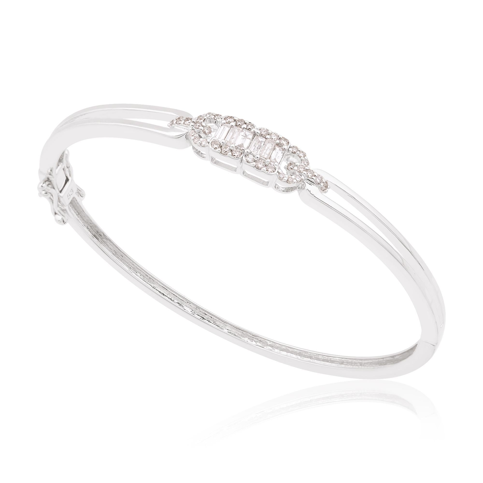 Women's 0.55 Carat SI Clarity HI Color Diamond Baguette Bracelet 14k White Gold Jewelry For Sale