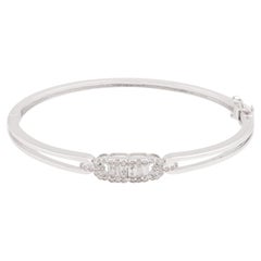 0,55 quilates SI Claridad HI Color Diamante Baguette Pulsera Joyas de oro blanco de 14k