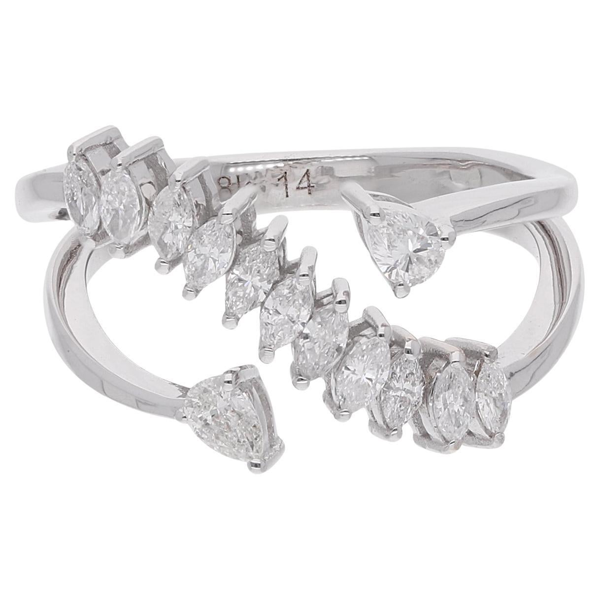 Im Angebot: 0,55 Karat SI Reinheit HI Farbe Marquise Birnen-Diamantring 18 Karat Weißgold ()