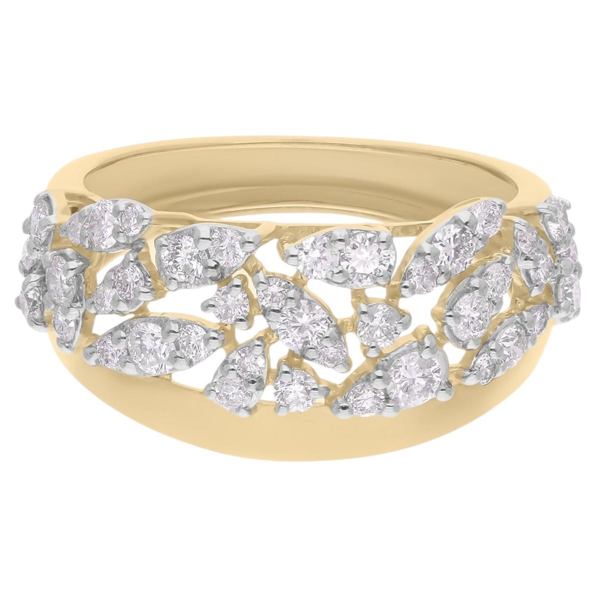 0.55 Carat SI/H Round Cut Diamond Wedding Dome Ring 18 Karat White Gold