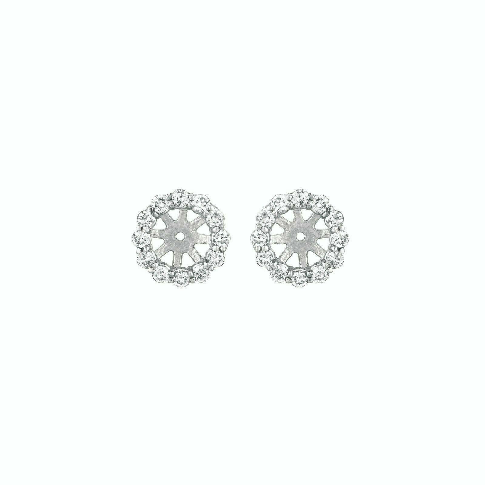 Contemporary 0.55 Ct 2 Pointers Natural Diamond Jacket Earrings 14k White Gold Center For Sale