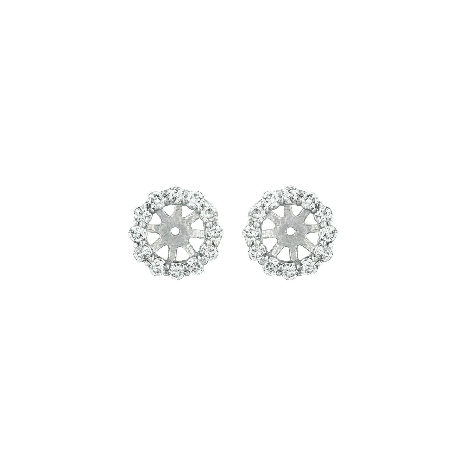 0.55 Ct 2 Pointers Natural Diamond Jacket Earrings 14k White Gold Center For Sale
