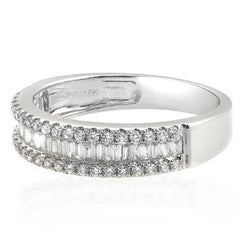 0.55 Ct Baguette & Round Diamonds G SI1 in 18K White Gold Half Wedding Band Ring