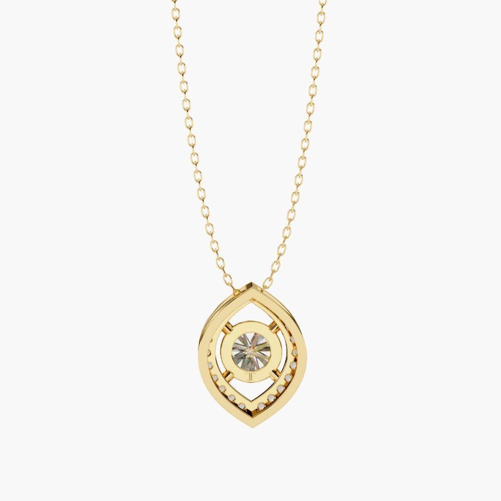 0,55 Ctw Delicate Oval Solitär Diamant Halskette 14K Gold im Angebot 4