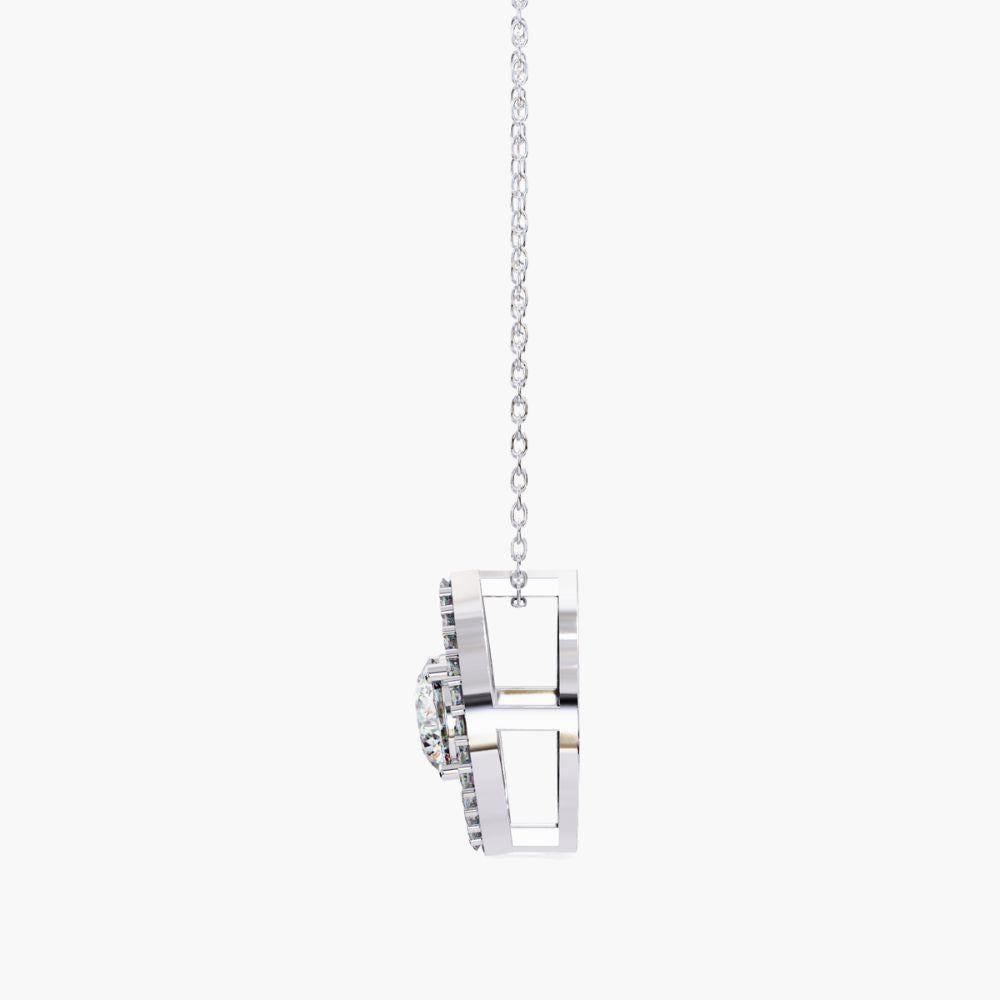 0,55 Ctw Delicate Oval Solitär Diamant Halskette 14K Gold im Zustand „Neu“ im Angebot in New York, NY