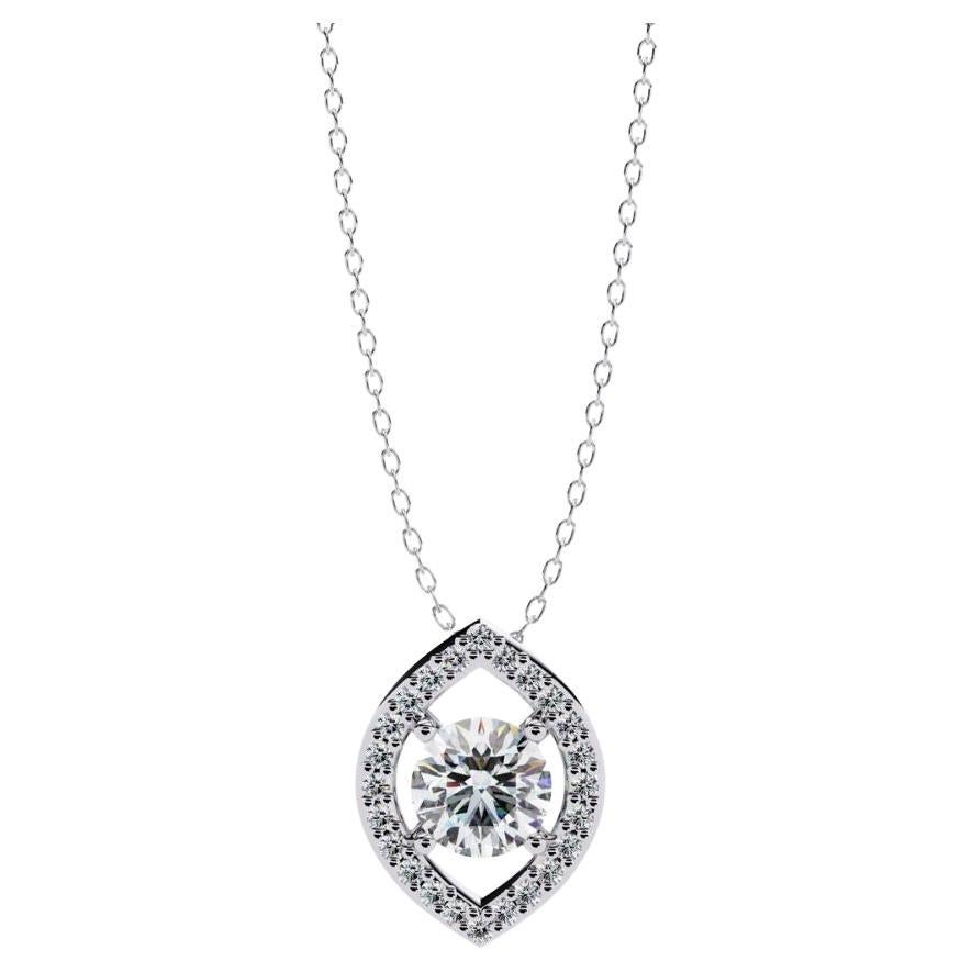 0.55 Ctw Delicate Oval Solitaire Diamond Necklace 14K Gold