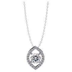 0.55 Ctw Delicate Oval Solitaire Diamond Necklace 14K Gold