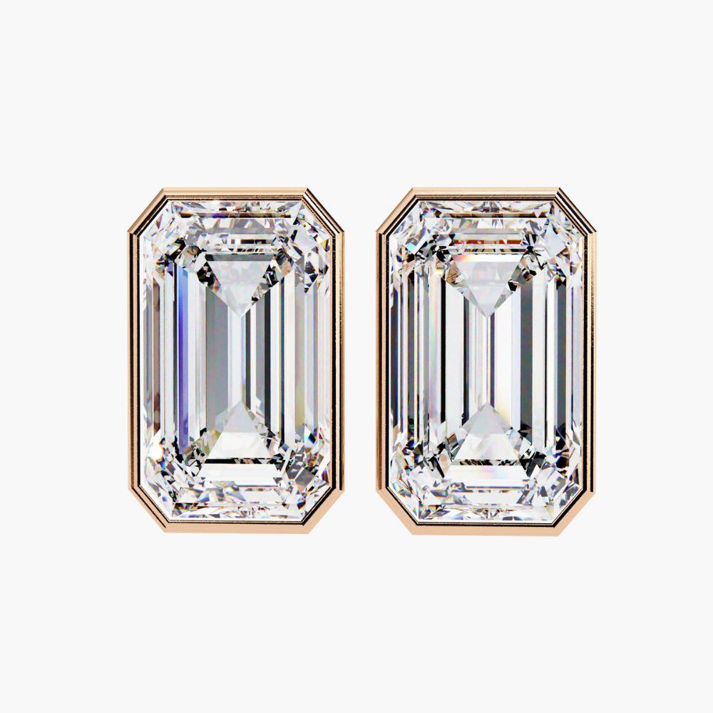 Pendientes de oro de 14 quilates con diamantes talla esmeralda de 0,55 quilates en venta 4