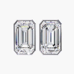 0.55 Ctw Emerald Cut Diamond Stud Earrings 14K Gold