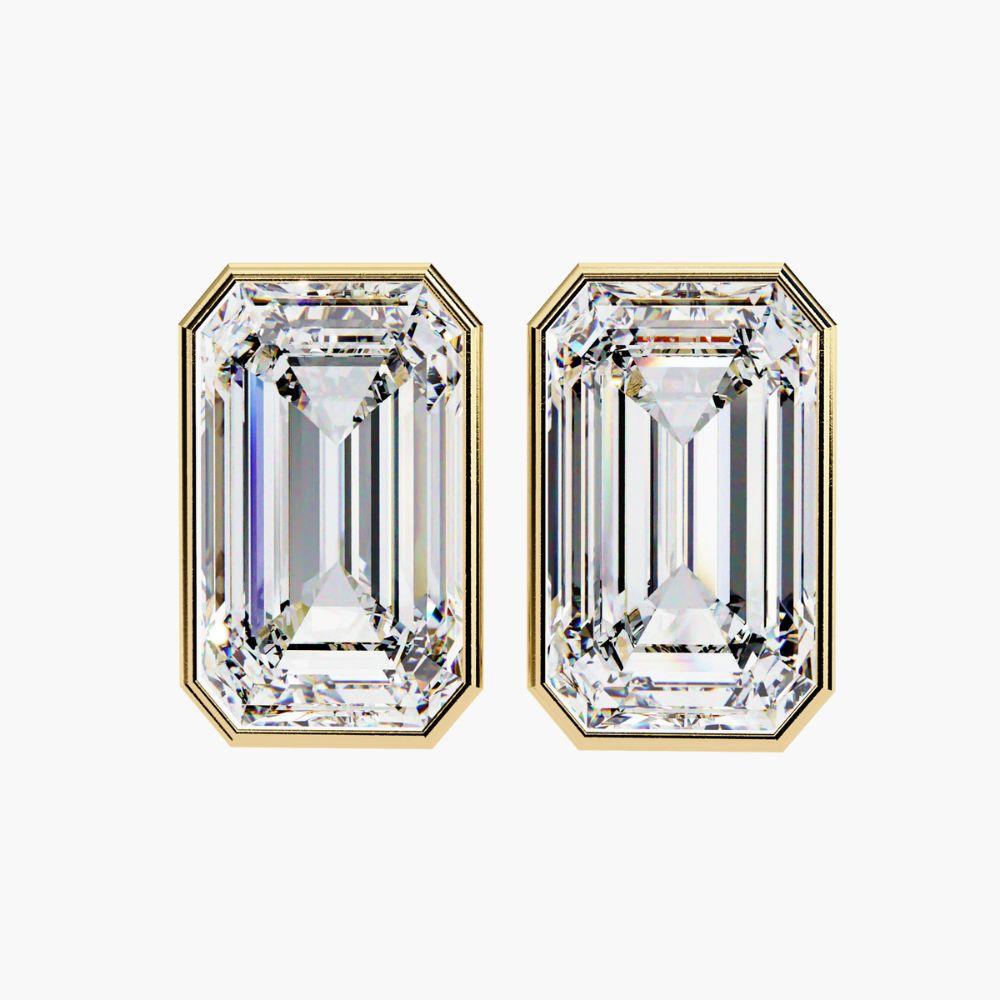 De las mujeres Pendientes de oro de 14 quilates con diamantes talla esmeralda de 0,55 quilates en venta