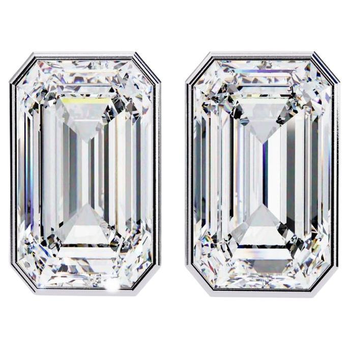 0.55 Ctw Emerald Cut Diamond Stud Earrings 14K Gold
