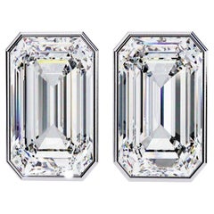 0.55 Ctw Emerald Cut Diamond Stud Earrings 14K Gold
