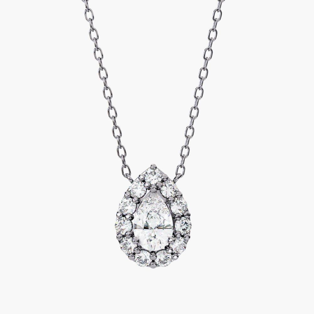 Collana con diamante aureolato a forma di pera da 0,55 carati in oro 14K in vendita 9