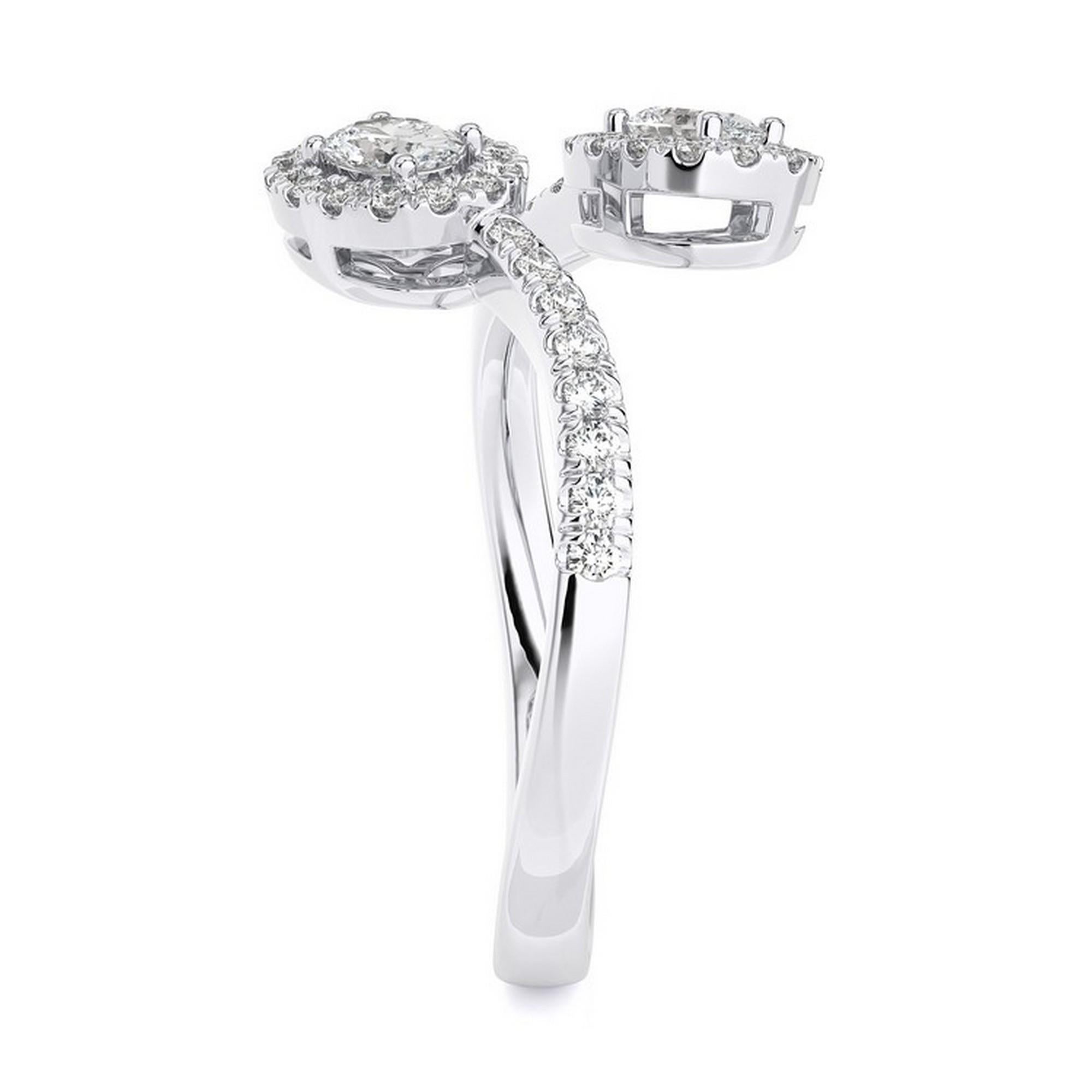 Round Cut 0.55 CTW Round Diamonds 14K White Gold Classic Collection Fashion Finger Ring For Sale