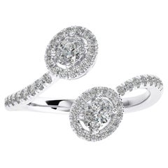 0.55 CTW Round Diamonds 14K White Gold Classic Collection Fashion Finger Ring