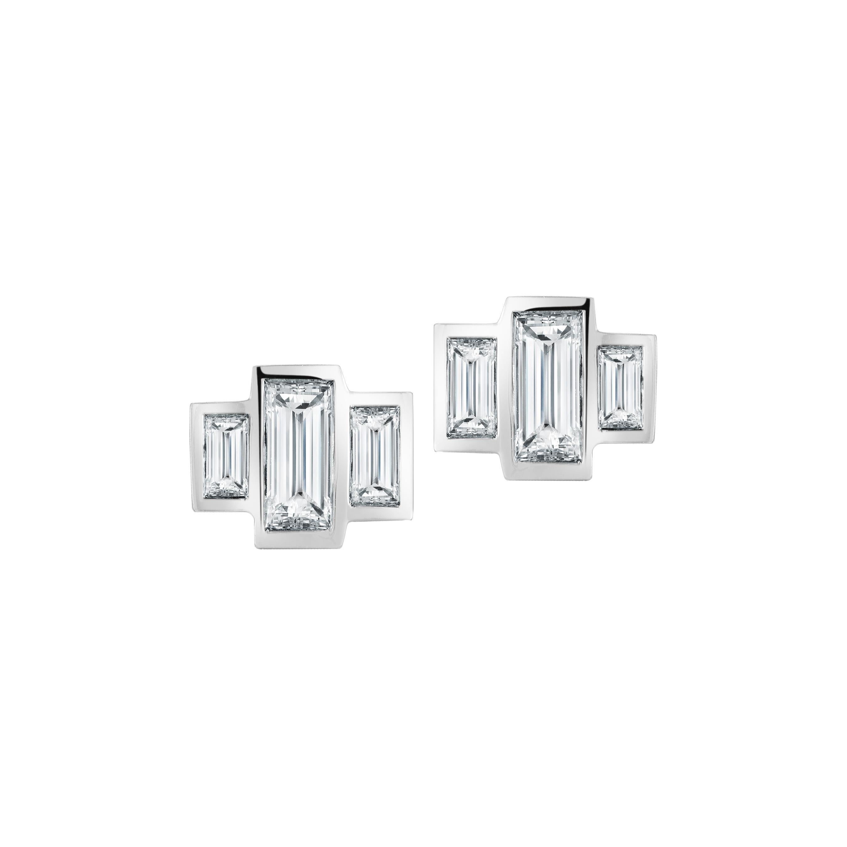 0.55 total Carat Mixed Baguette Stud Earrings

Elegant diamond studs that are as timeless as diamond solitaires, but with more personality.

18k white gold
6 mixed size baguettes
0.55 carats total
post backs
just over 1/4
