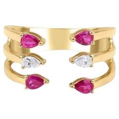 0.55 Karat Diamant und Rubin Klauenring