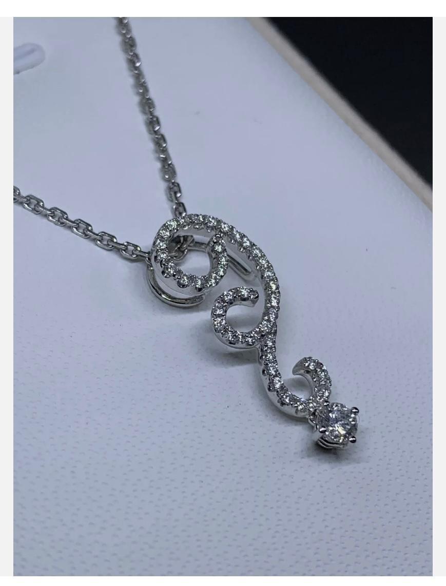 0,55 Karat Diamant-Tropfen-Halskette mit Solitär-Anhänger aus 18 Karat Weißgold im Angebot 6