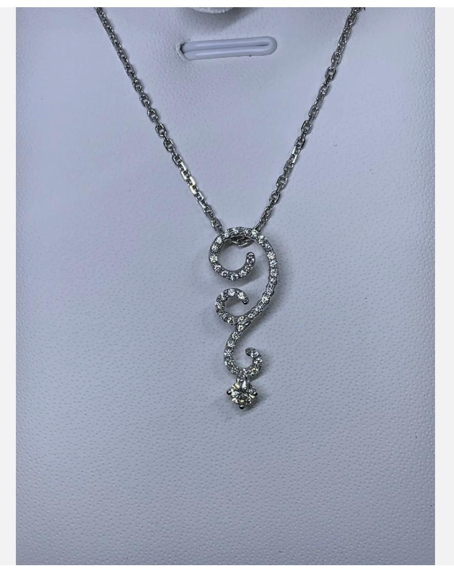 0,55 Karat Diamant-Tropfen-Halskette mit Solitär-Anhänger aus 18 Karat Weißgold (Moderne) im Angebot