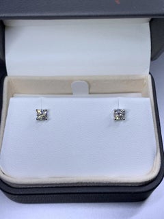 0.55ct Diamond Solitaire Stud Earrings In 18ct White Gold F-VS1