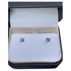 0.55ct Diamond Solitaire Stud Earrings In 18ct White Gold F-VS1