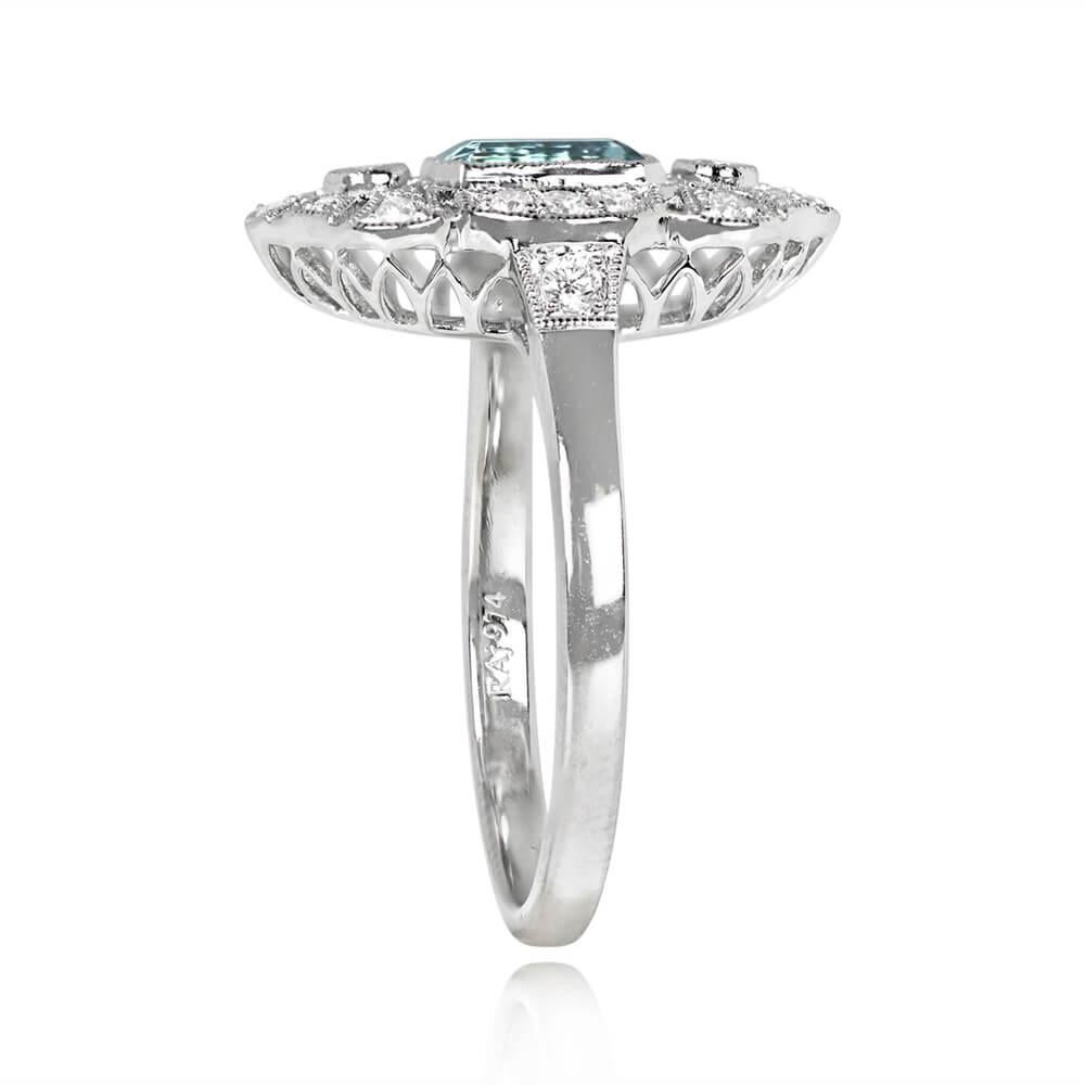 Women's 0.55ct Emerald Cut Aquamarine Cocktail Ring, Platinum 