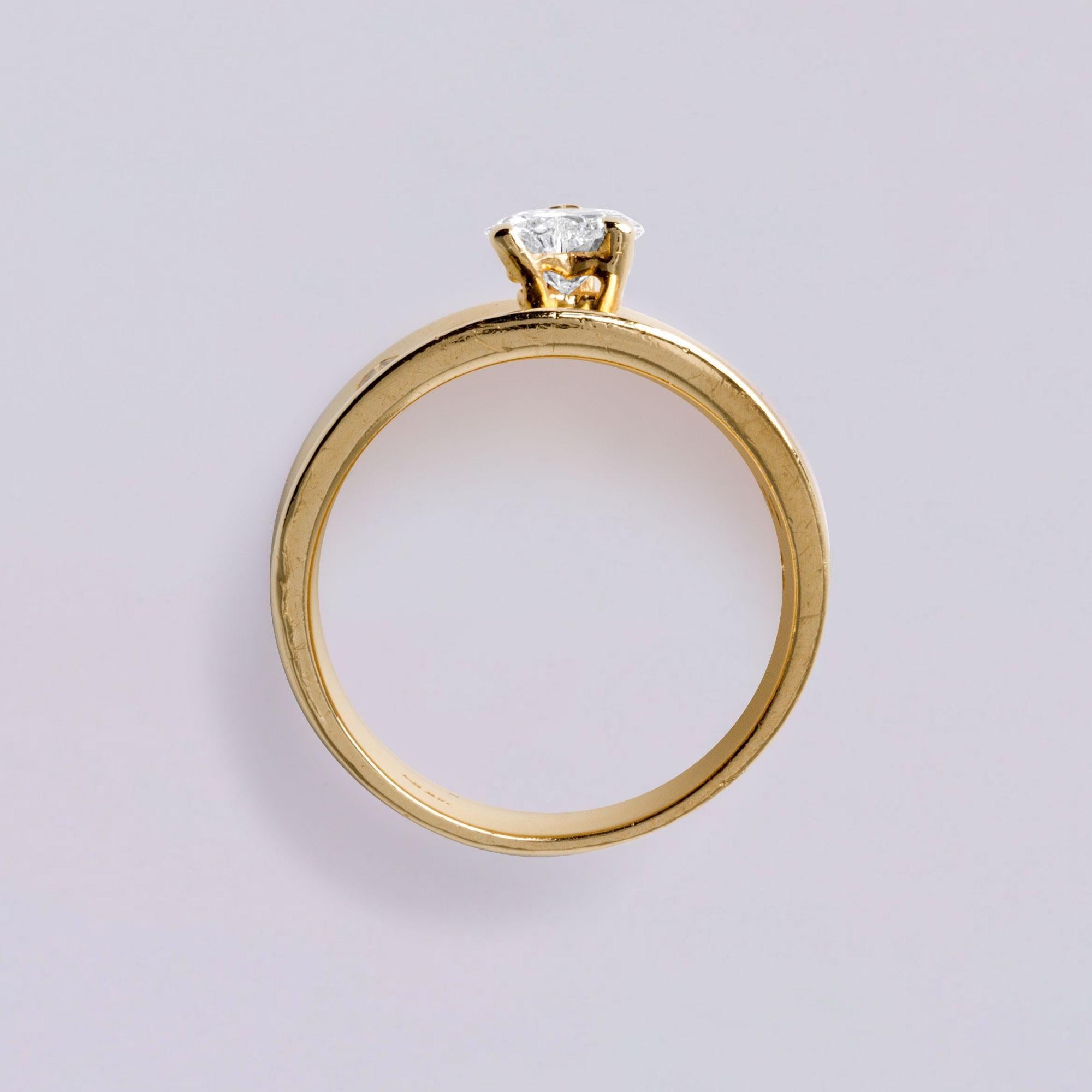 0,55ct Herzform Diamantring  14K Gelbgold breites Band  Größe 7 im Zustand „Gut“ im Angebot in Los Angeles, CA