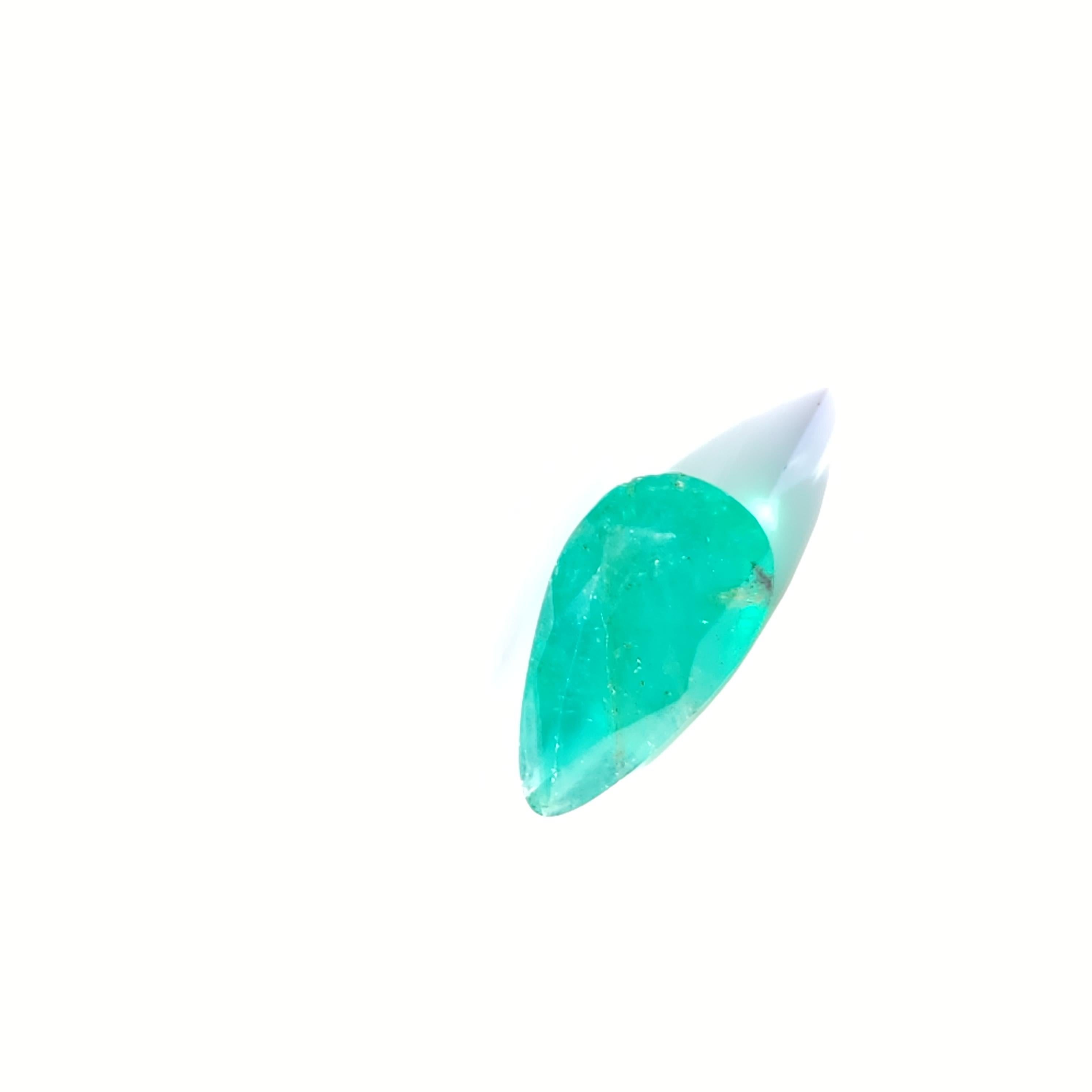 Pear Cut 0.55Ct Natural Loose Emerald Pear Shape For Sale