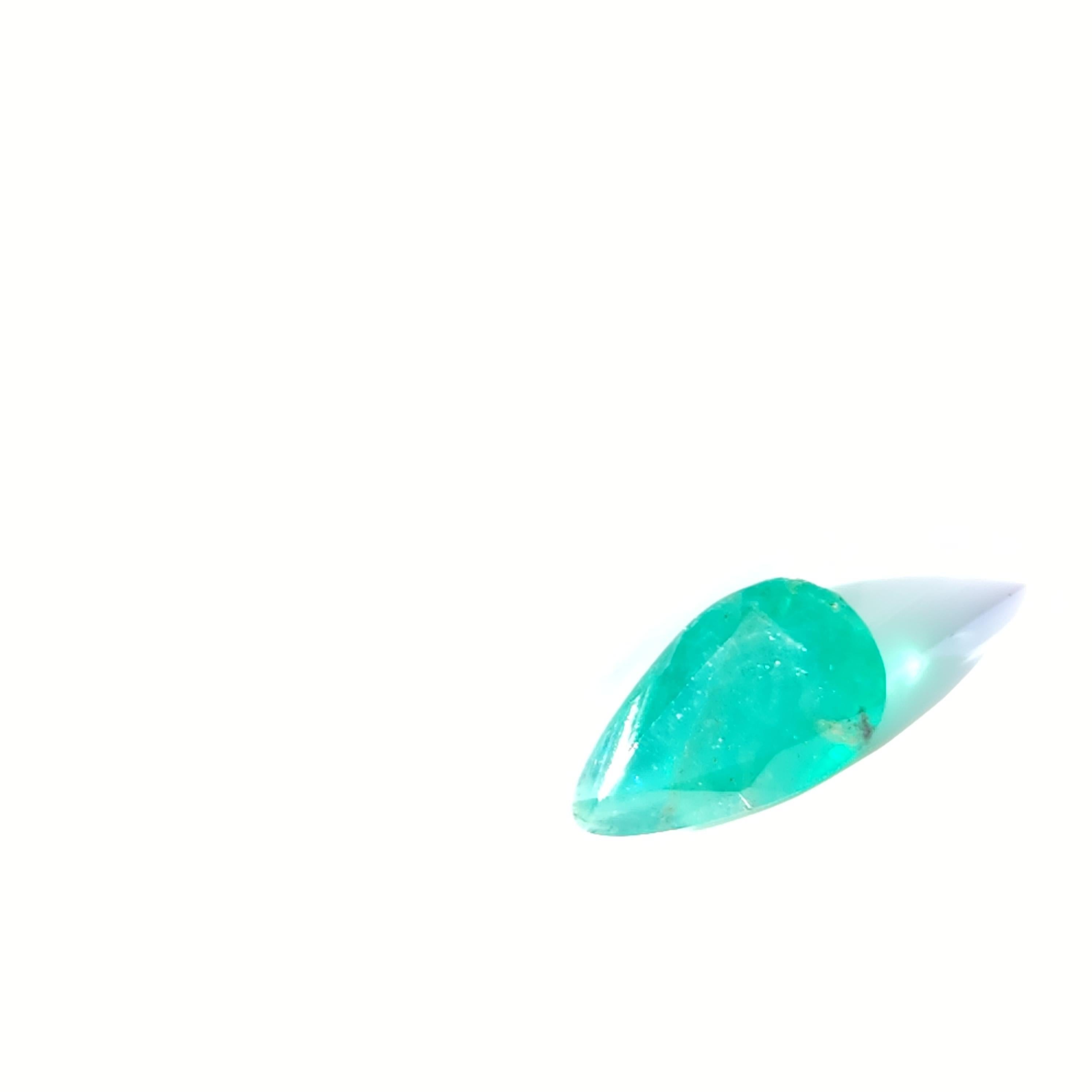 0.55Ct Natural Loose Emerald Pear Shape In New Condition For Sale In רמת גן, IL