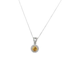 0.55ct Natural Orange Diamond & Platinum Pendant with White Diamonds