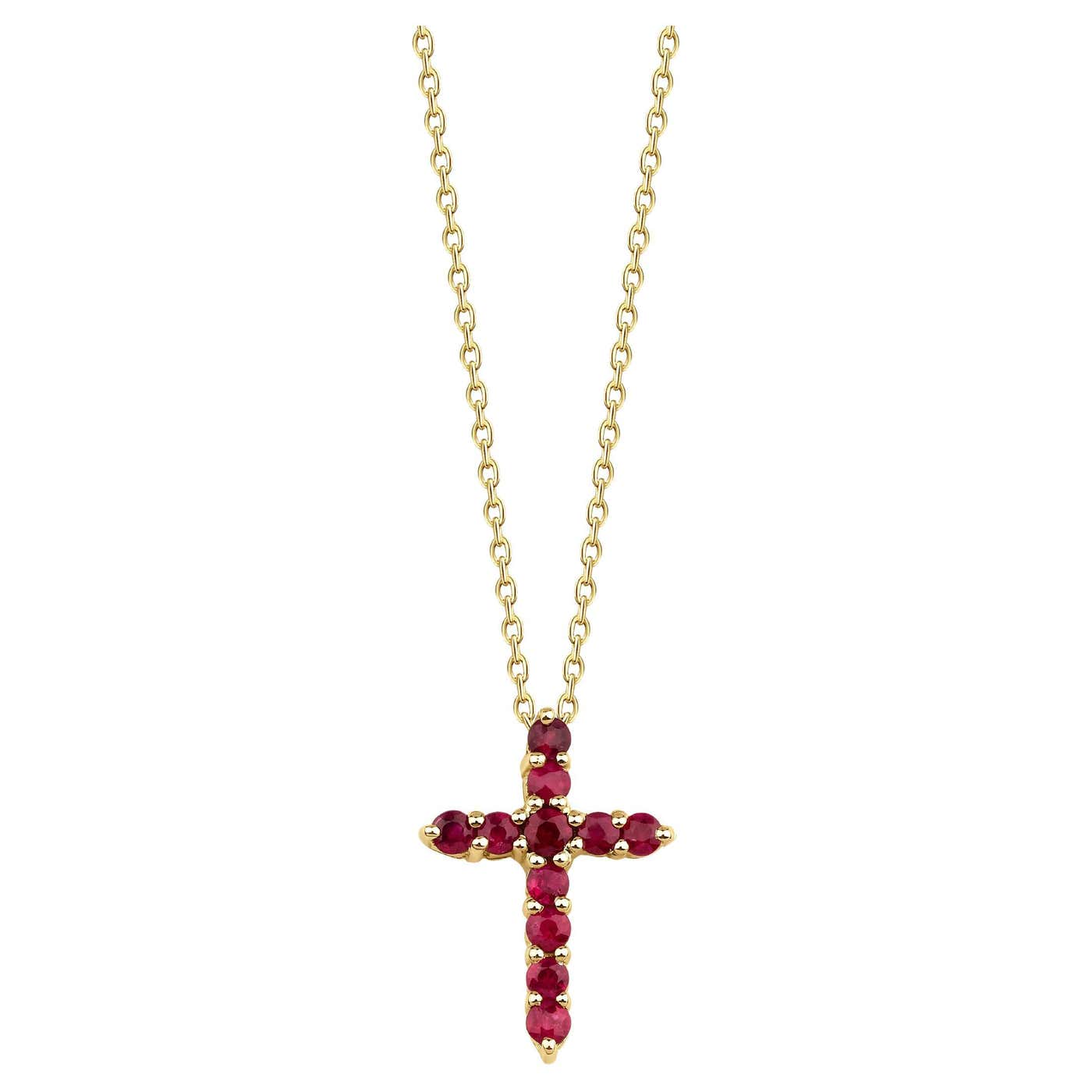 Cross Inside Ruby 0.55ct Natural Ruby Cross Solid Gold Necklace For Sale at 1stDibs