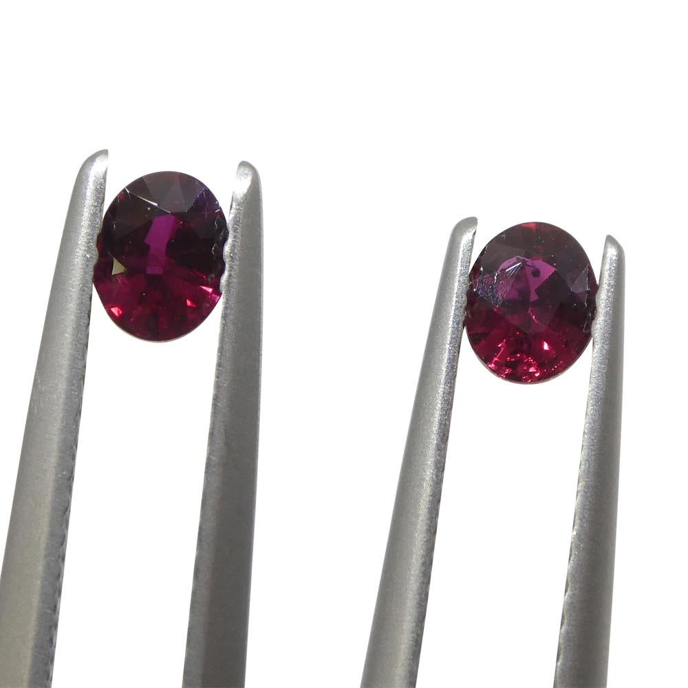 Oval Cut 0.55ct Pair Oval Red Ruby from Mozambique For Sale