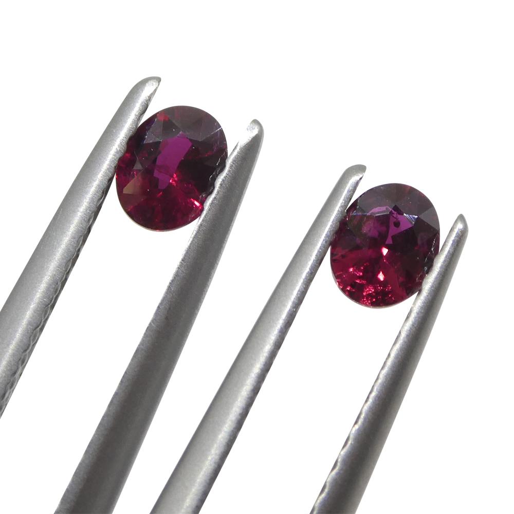 Women's or Men's 0.55ct Pair Oval Red Ruby from Mozambique For Sale
