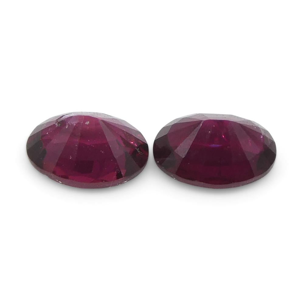 0.55ct Pair Oval Red Ruby from Mozambique For Sale 1
