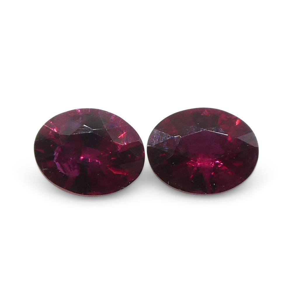 0.55ct Pair Oval Red Ruby from Mozambique For Sale 2