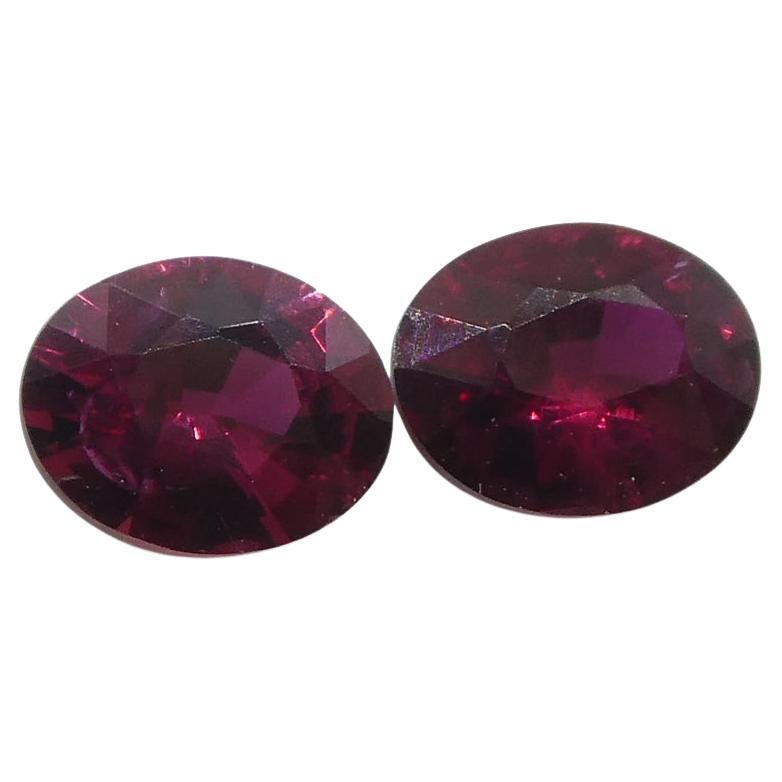 0.55ct Pair Oval Red Ruby from Mozambique For Sale