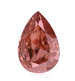 0.55ct Pink Diamond - Natural Loose Fancy Intense Orangy Pink Color SI1 Pear