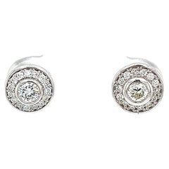 0.55ct Round Brilliant Cut Diamond Halo Earrings in 18ct White Gold