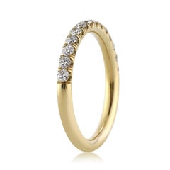 0,55 ct Diamante redondo talla brillante Micropave Alianza de boda en oro amarillo de 14k