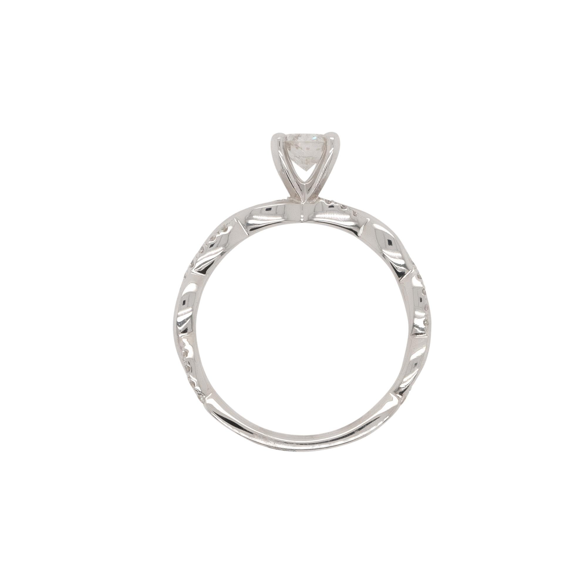 0.55 Carat Round Brilliant Natural Diamond Engagement Ring For Sale 2