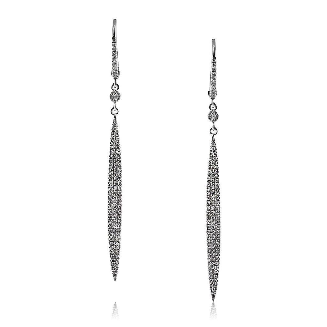 0.55ct Round Cut Diamond Missile Dangle Earrings in 14k White Gold For Sale