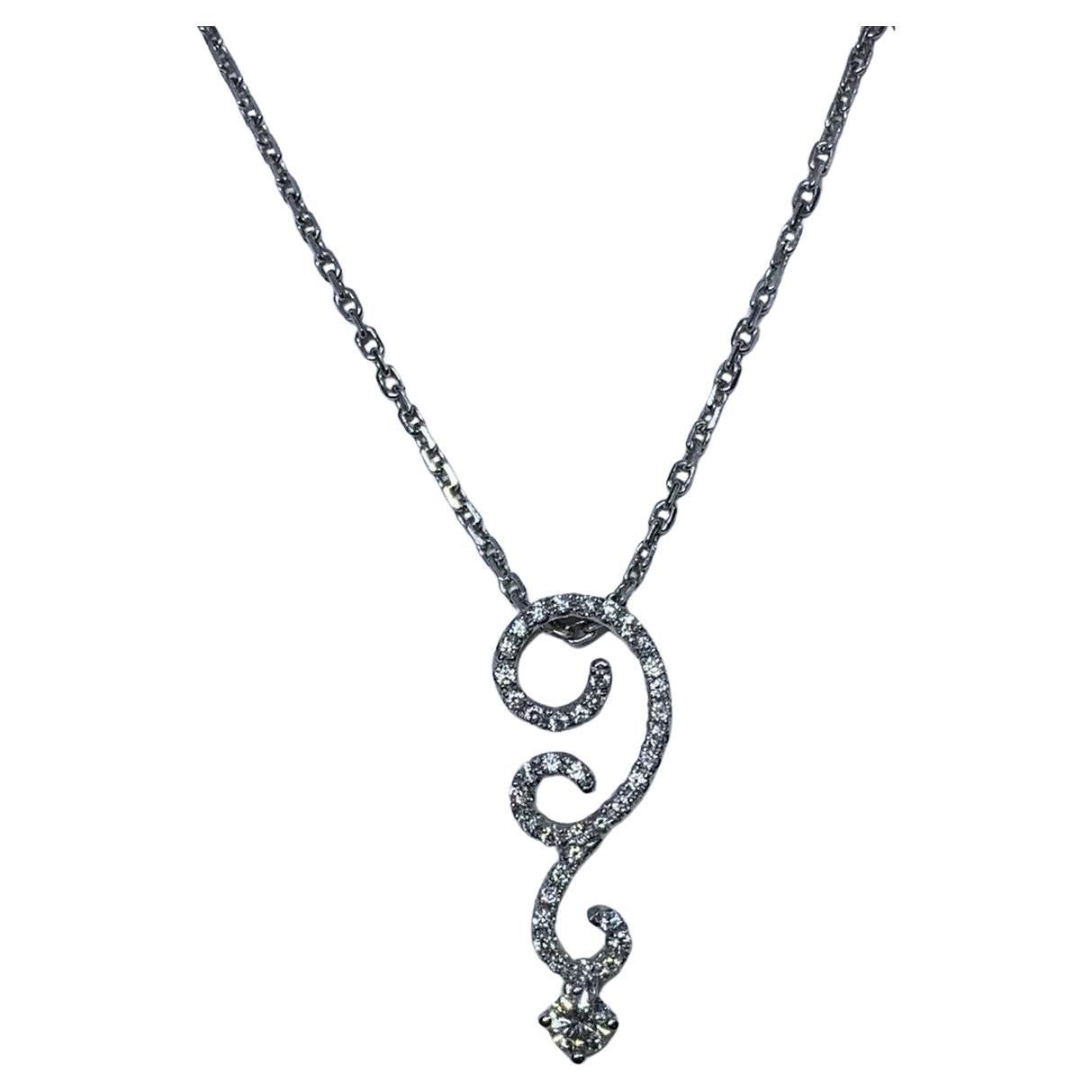0.55ct Round diamond solitaire pendant necklace in 18ct white gold.