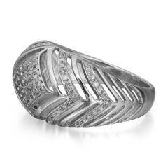 0.55Cttw Pave Set Round Cut Diamond Ladies Cocktail Ring 14K White Gold Size 7.5